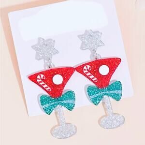 Acrylic Martini Christmas Earrings